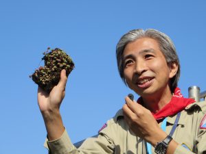 都市大の飯島教授によるガーデンに植えられている草木についての説明